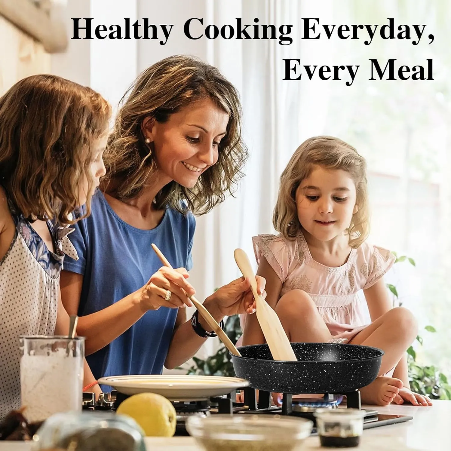 17 Pcs Pots and Pans Set Non Stick, Cookware Sets with Detachable Handle, Nonstick RV Kitchen Cooking Tools Removable Handles, Oven Safe, Induction Fast, Stackable Induction Cookware, Black