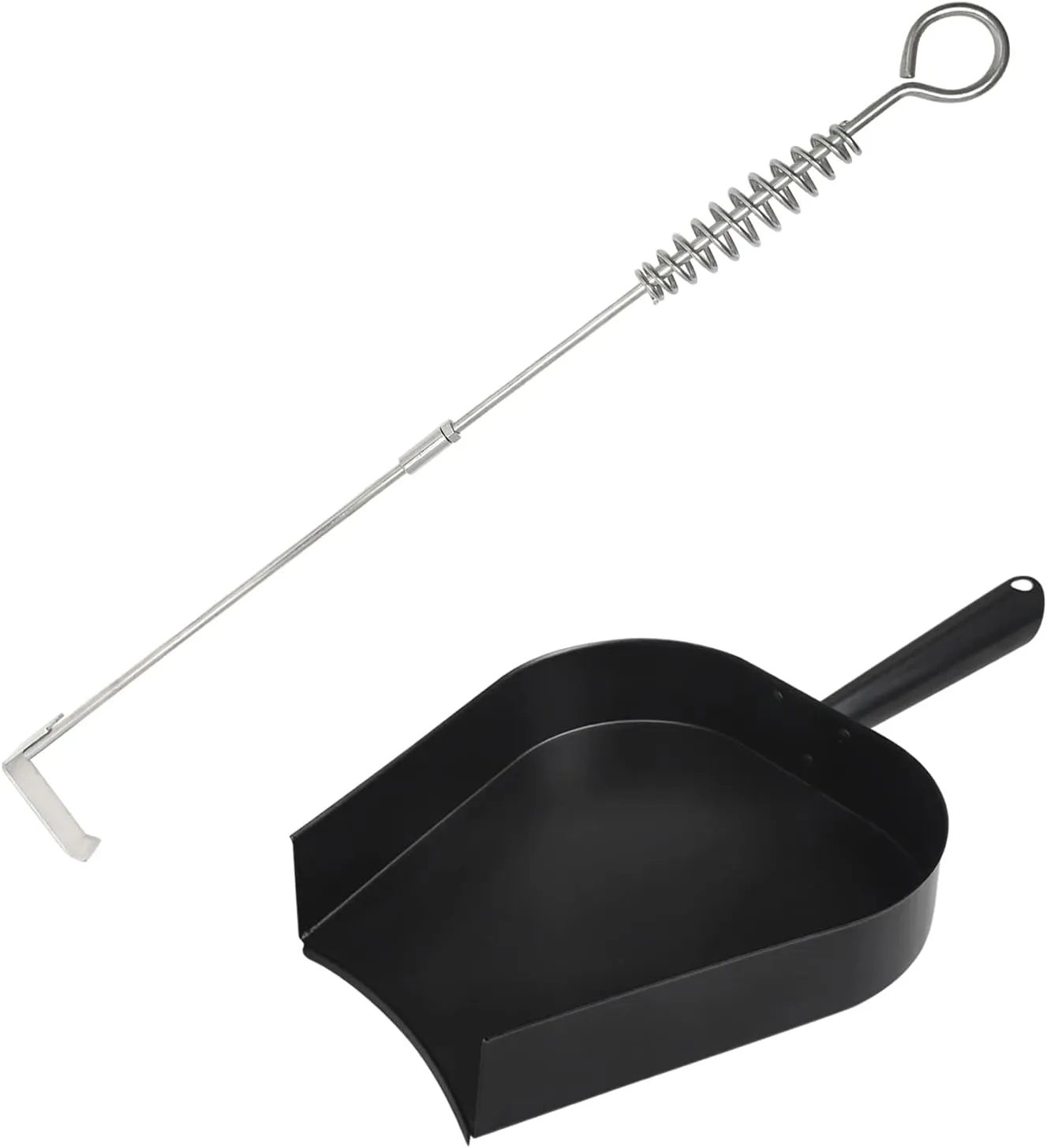 18” BBQ Ash Removal Tool and Ash Pan for Big Green Egg Accessories, Stainless Steel Ash Tool Poker for BGE Primo and Other Charcoal Kamado Stove(at AP)