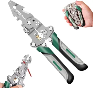 18 In 1 Foldable Wire Stripper,Multifunctional Foldable Wire Stripper Electrical Pliers,For Cutting And Pulling Wires Cable Scissors (A)