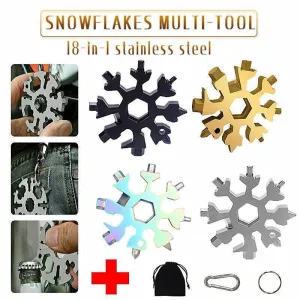 18 In 1 Stainless Multi-Tool Snowflake Keychain Wrench Screwdriver Bottle Opener