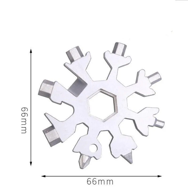 18 In 1 Stainless Multi-Tool Snowflake Keychain Wrench Screwdriver Bottle Opener