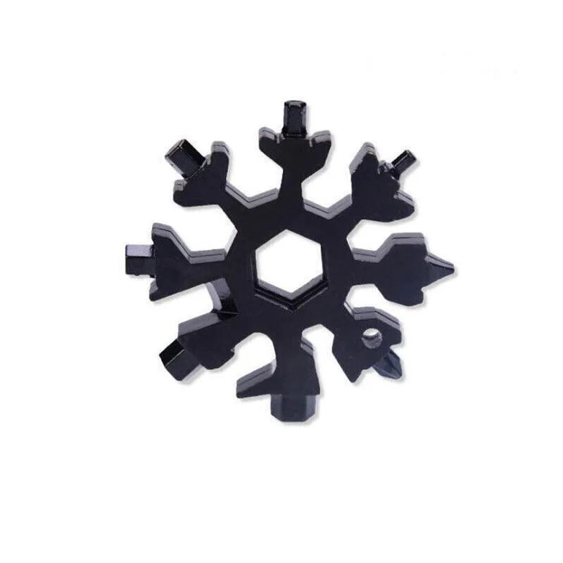 18 In 1 Stainless Multi-Tool Snowflake Keychain Wrench Screwdriver Bottle Opener