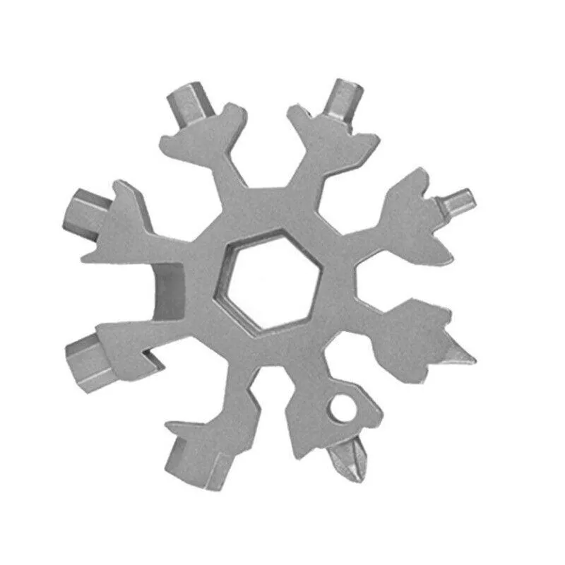 18 In 1 Stainless Multi-Tool Snowflake Keychain Wrench Screwdriver Bottle Opener
