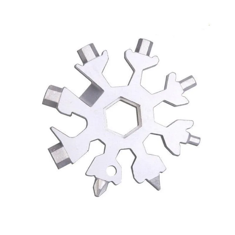 18 In 1 Stainless Multi-Tool Snowflake Keychain Wrench Screwdriver Bottle Opener