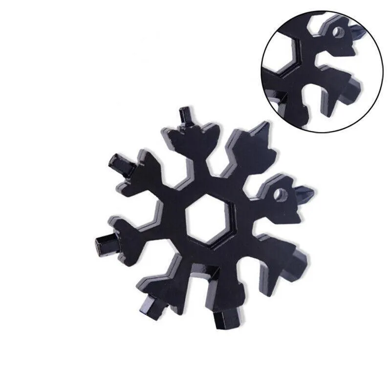 18 In 1 Stainless Multi-Tool Snowflake Keychain Wrench Screwdriver Bottle Opener