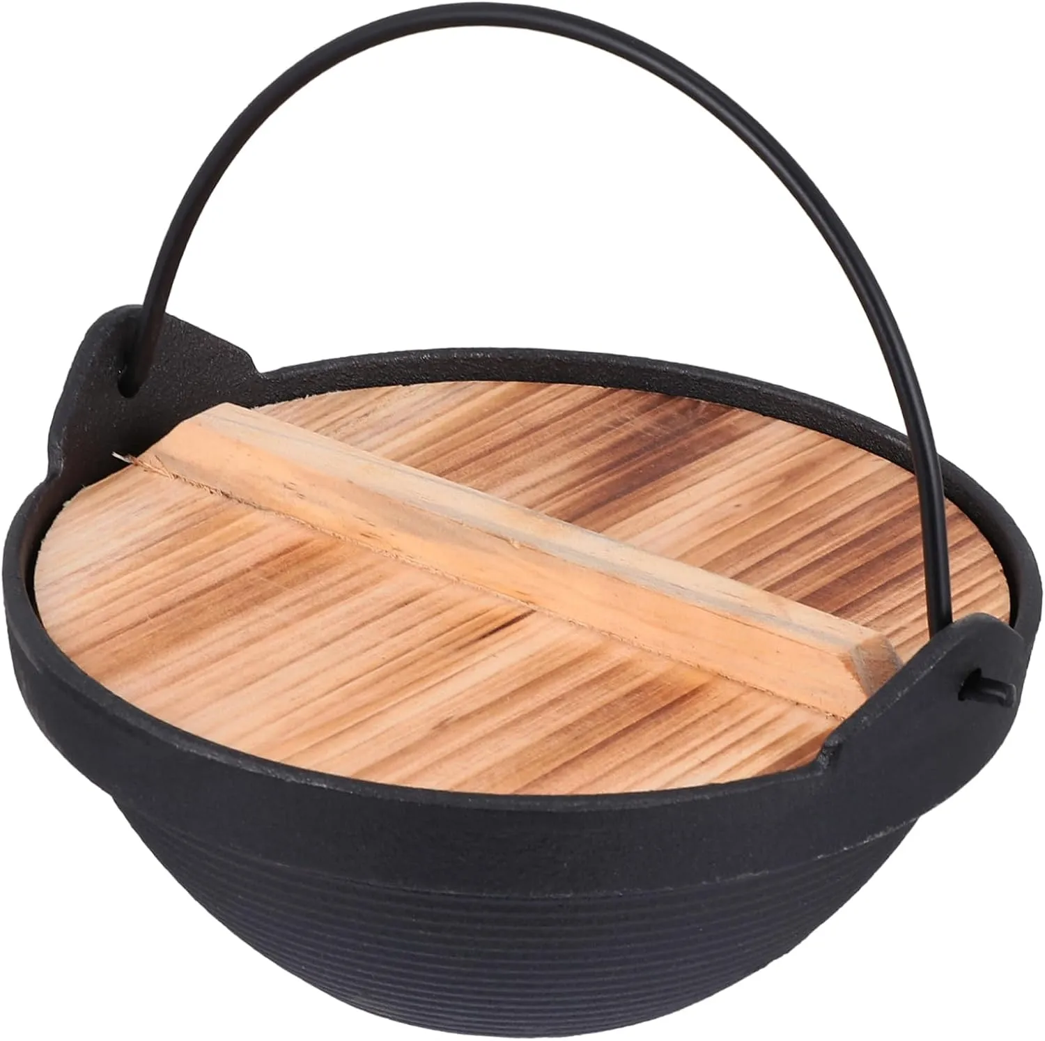 18cm Cast Iron Japanese Style Hot Pot Portable Picnic Cookware Outdoor Hanging Pot for Camping Hiking and Picnics