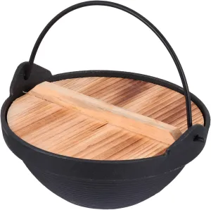 18cm Cast Iron Japanese Style Hot Pot Portable Picnic Cookware Outdoor Hanging Pot for Camping Hiking and Picnics