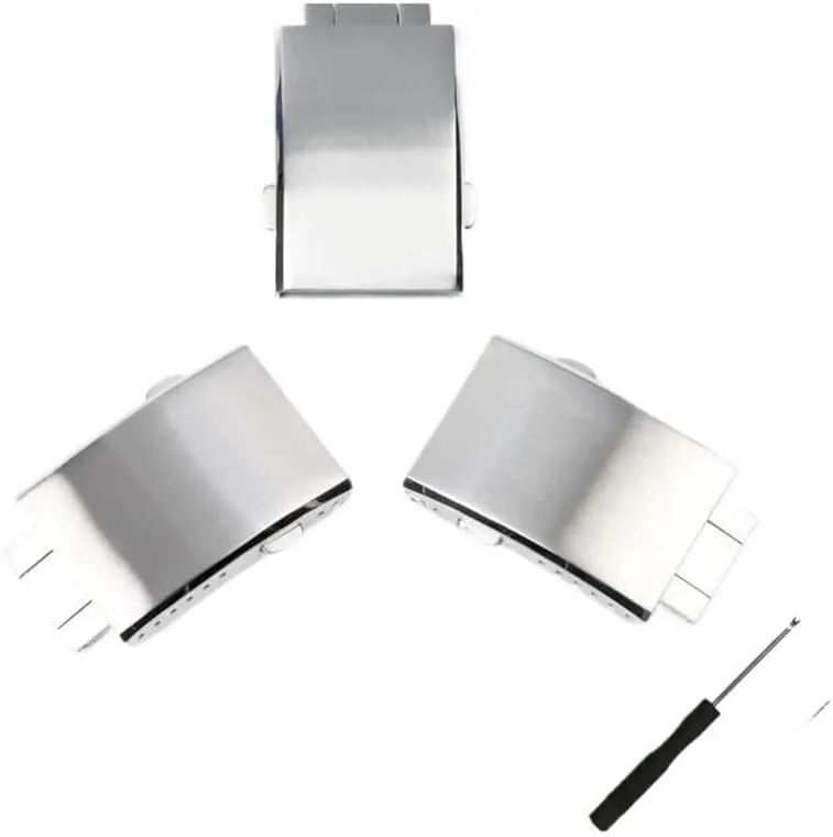 18mm 20mm 22mm 304L Solid Stainless Steel Folding Watch Buckle Metal Double Push Clasp Watch Accessories with Tool
