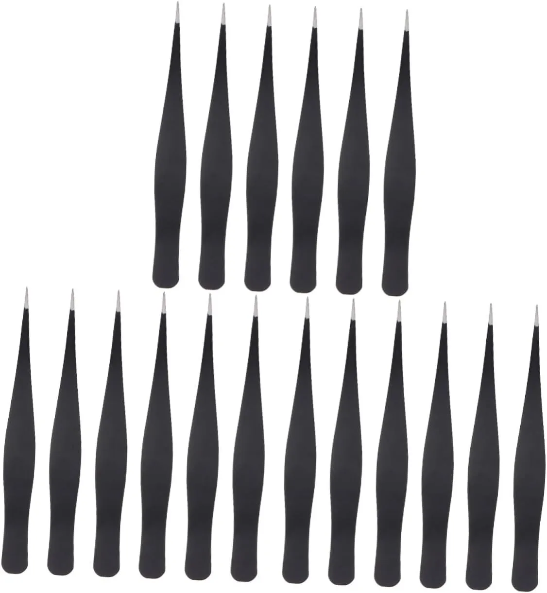 18pcs Stainless Steel Eyelash Tweezers for Makeup Precision Grooming Tool for Eyebrows and Lashes Lightweight and Design Easy to Use for Travel