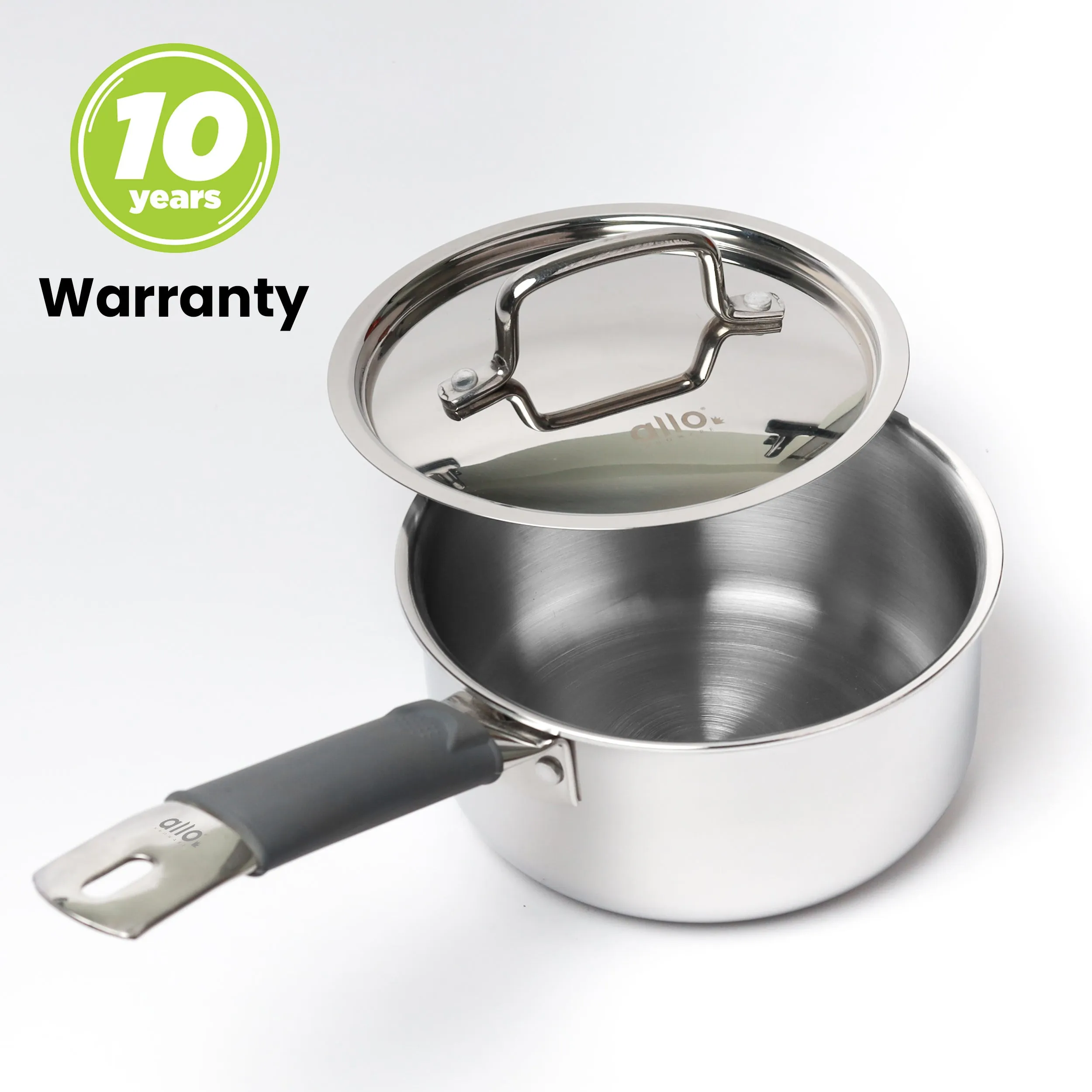 1L Allo CookSafe TriPly Sauce pan | Stainless Steel | With Stainless Steel Lid | Induction Friendly | Naturally Non-stick | 14cm