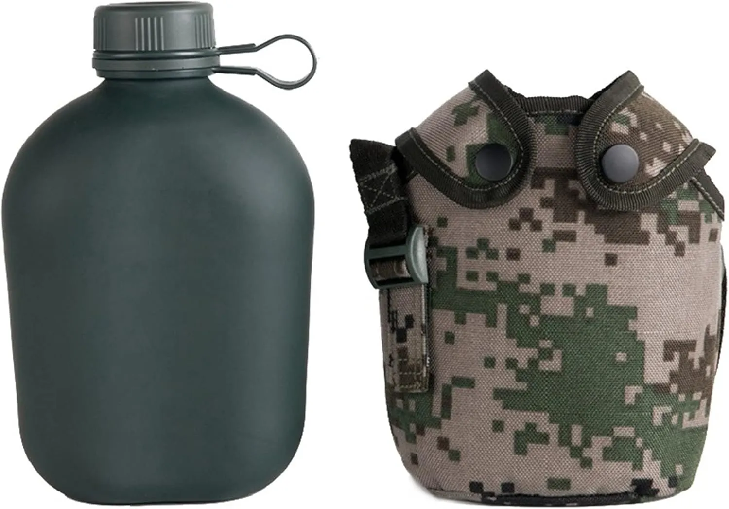 1L Outdoor Sports Water Bottle Military Camping Water Bottle With Pouch Canteen Bottle Camping Hiking Survival Drinking Kettle (Color : WB29-DD)