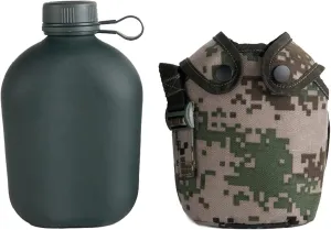 1L Outdoor Sports Water Bottle Military Camping Water Bottle With Pouch Canteen Bottle Camping Hiking Survival Drinking Kettle (Color : WB29-DD)