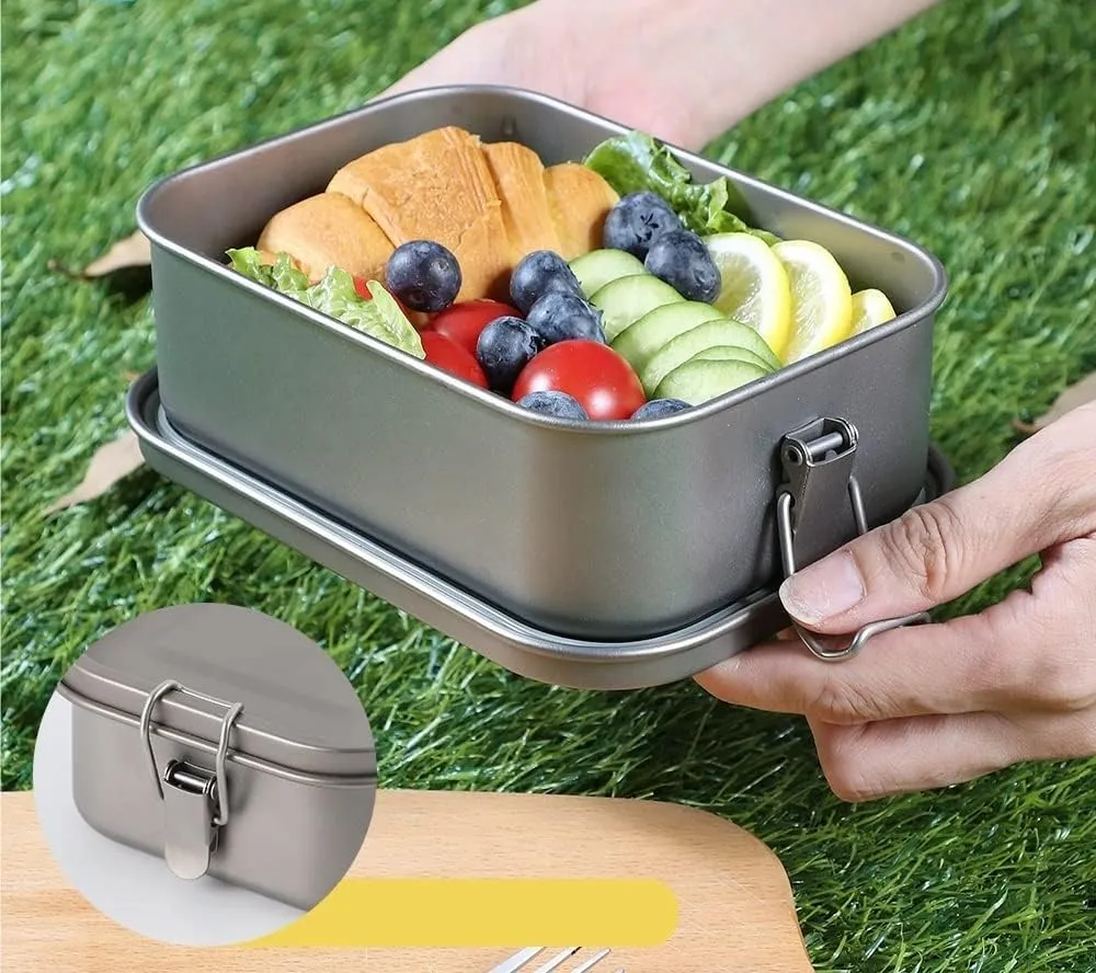 1PC 800ML Pure Titanium Lunch Box Outdoor Portable Sealed Lunch Box (800ml B)