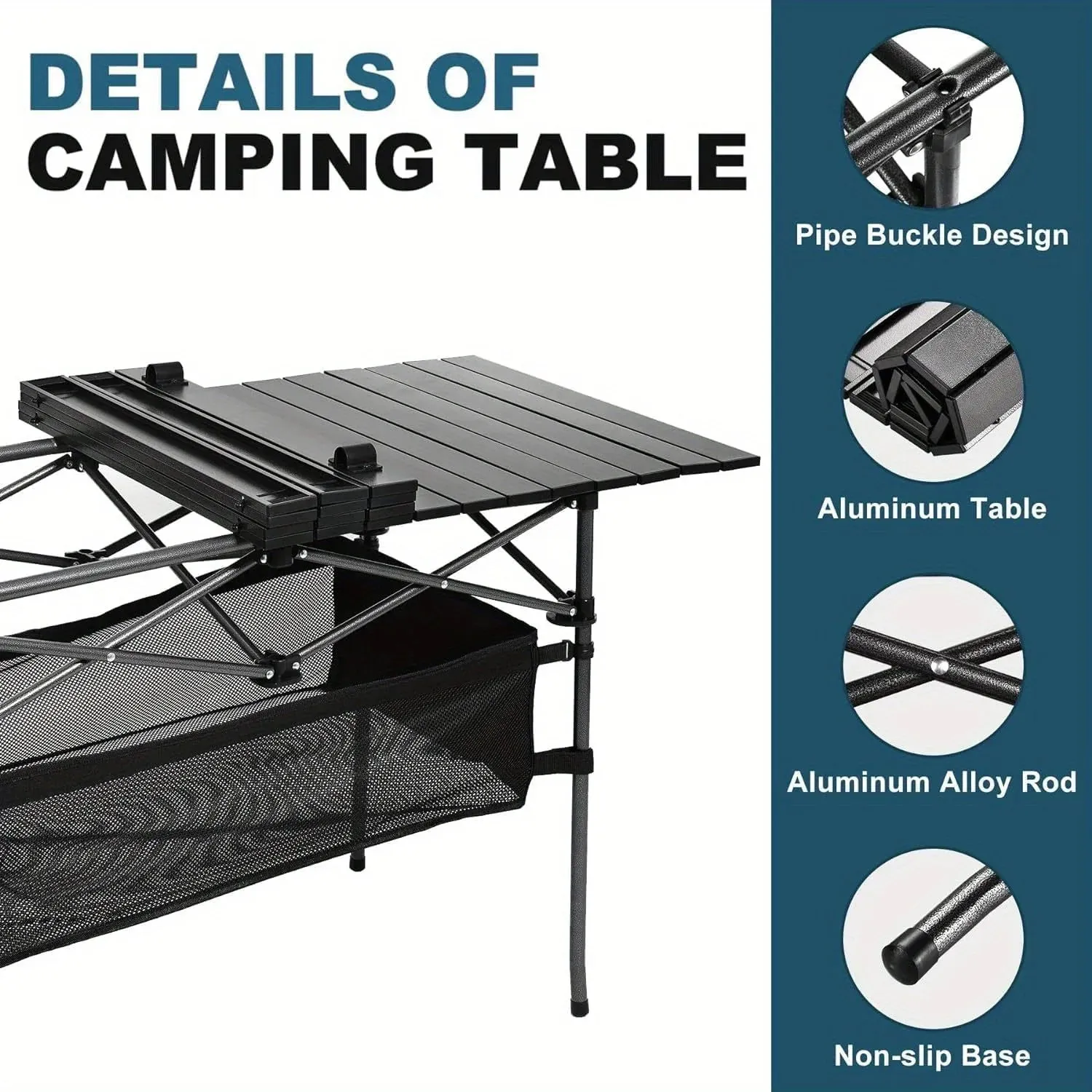 1PC Camping Table That Fold Up Lightweight Aluminum Roll Up Table