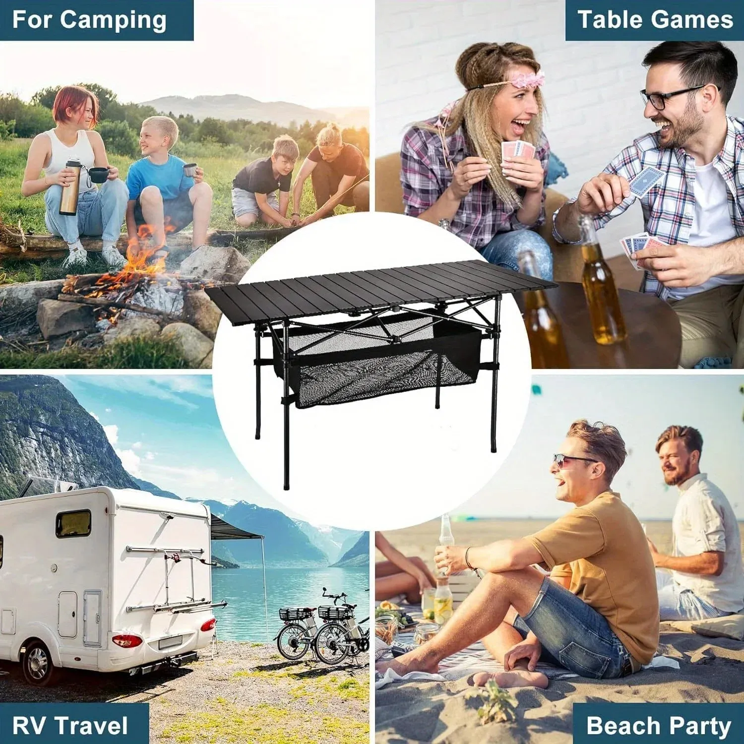1PC Camping Table That Fold Up Lightweight Aluminum Roll Up Table