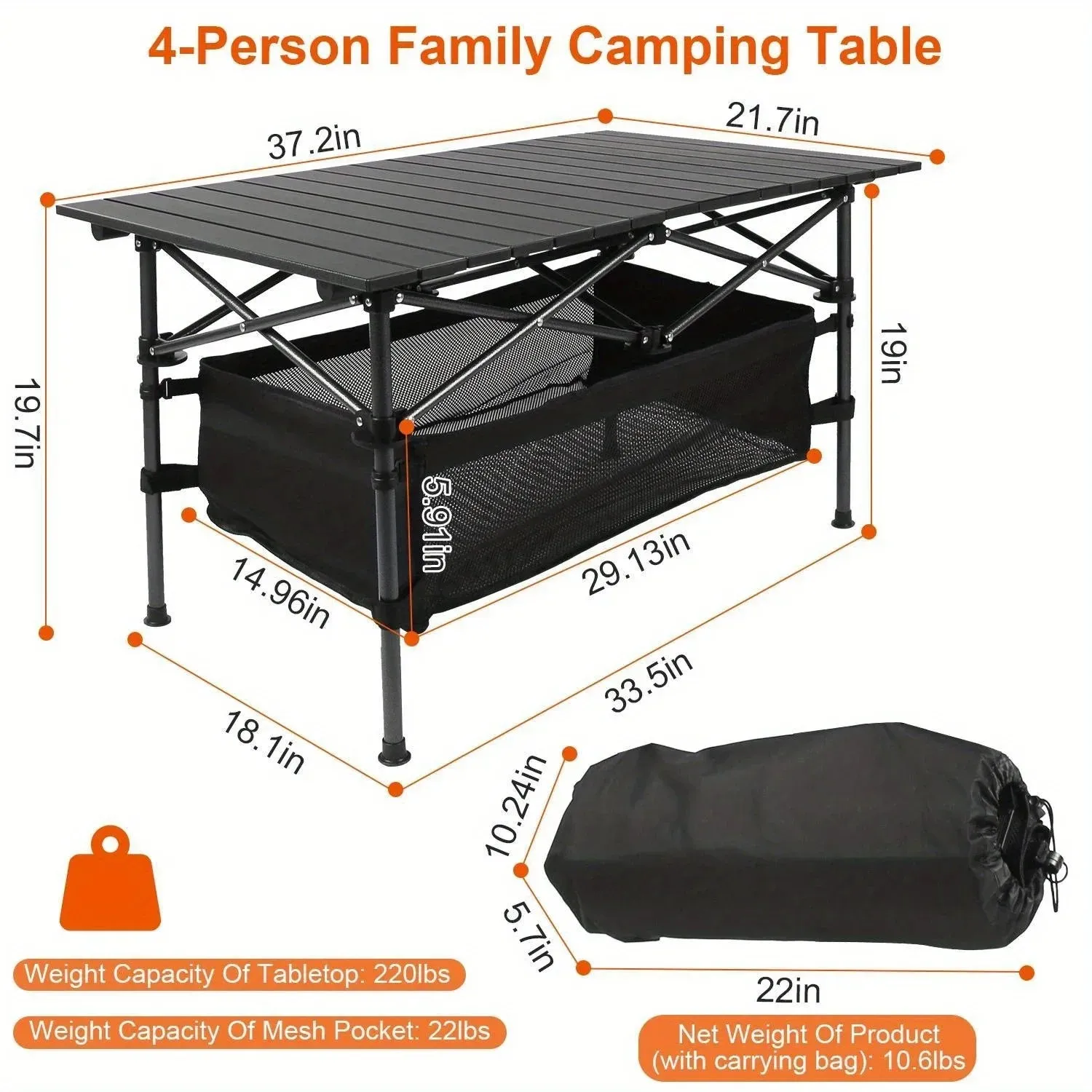 1PC Camping Table That Fold Up Lightweight Aluminum Roll Up Table