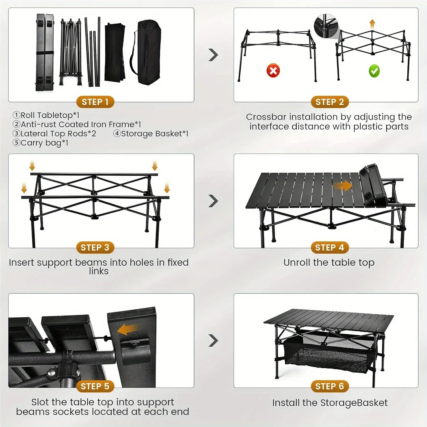 1PC Camping Table That Fold Up Lightweight Aluminum Roll Up Table