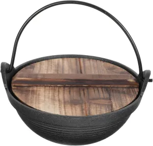 1pc Outdoor Cooking Pot Japanese Design Small Hot Pot for Camping Ramen and Soup Includes Cedar Lid for Individual Dining