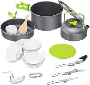 1Set Camping Cookware Kit Durable Non Stick Cooking for Outdoor Camping Hiking Climbing Lightweight Material Easy to Clean for Picnic