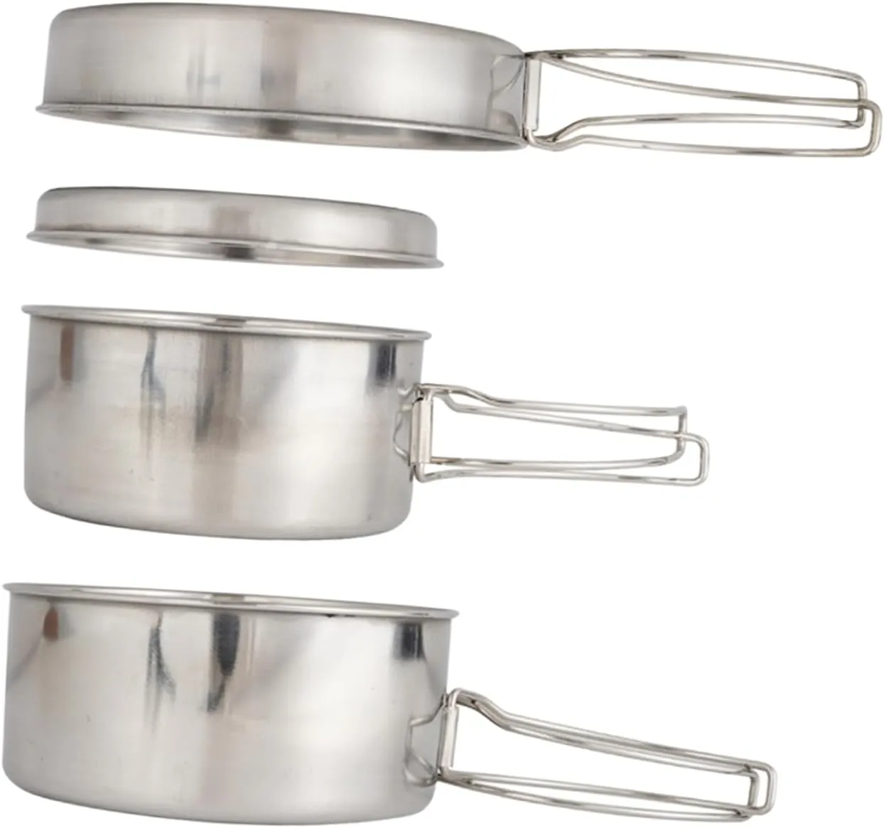 1Set Camping Cookware Portable Stainless Steel Cooking Pots and Pans for Hiking Backpacking and Picnics Compact and Lightweight Cooking Supplies for People