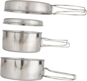 1Set Camping Cookware Portable Stainless Steel Cooking Pots and Pans for Hiking Backpacking and Picnics Compact and Lightweight Cooking Supplies for People
