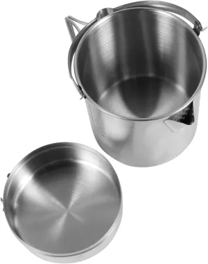 1set Camping Stainless Steel Pot Lightweight Portable Cookware for Outdoor Cooking for Fishing Hiking and Picnics High-Temperature Resistant Cooking