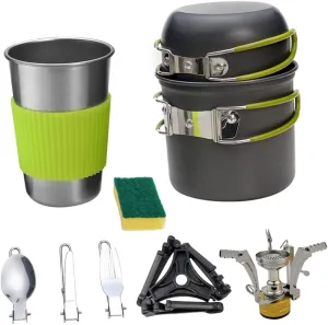 1Set Outdoor Camping Cooking Lightweight Portable Cooker with Cutlery for Hiking Backpacking and Picnics Durable Aluminium Alloy Cookware for People Easy to Clean