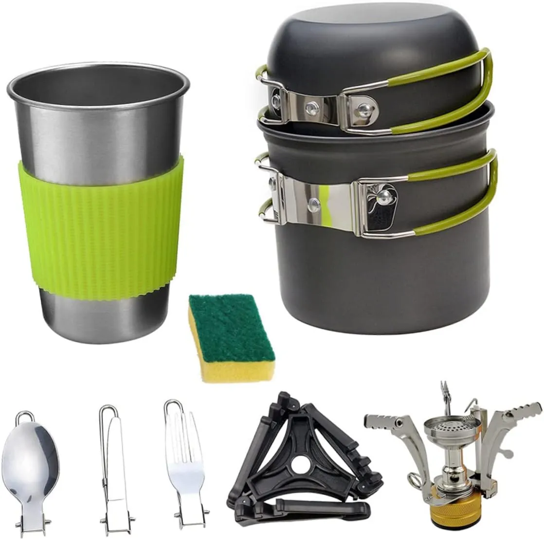 1Set Outdoor Camping Cooking Lightweight Portable Cooker with Cutlery for Hiking Backpacking and Picnics Durable Aluminium Alloy Cookware for People Easy to Clean