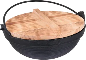 1set Outdoor Cast Iron Pot Lightweight Japanese Sukiyaki Hanging Cookware with Lid Non-stick Design for Camping Backpacking and Outdoor Cooking