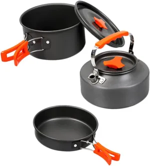1set Outdoor Cookware Portable Camping Frying Pan and Kettle for Hiking Picnics and Outdoor Cooking Lightweight and Compact Design and Wear-Resistant for People