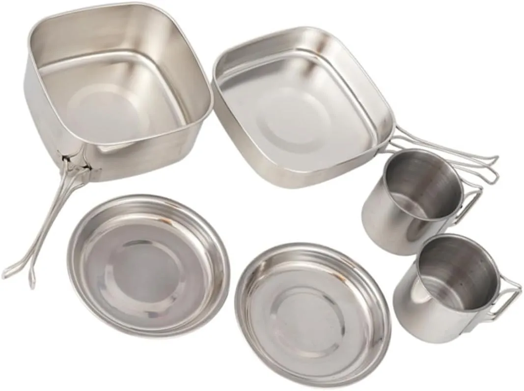 1set Outdoor Cookware Set Lightweight Camping for Picnic and Backpacking Portable Cook Set Folding Handles for Outdoor Adventures