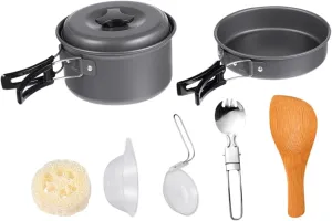 1Set Outdoor Portable Camping Cookware Picnic Cooking Pot Teapot and Utensils for Hiking Backpacking and Outdoor Cooking Easy to Clean and Convenient to Use