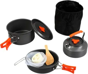 1set Person Portable Camping Cooking Lightweight Cookware Kit for Outdoor Cooking for Hiking Backpacking and Picnics Includes Essential Camping Accessories