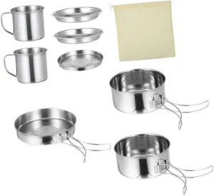 1Set Portable Camping Cooking Pot Cookware for Outdoor Picnics Hiking and Bbqs Durable Lightweight Easy to Clean for People