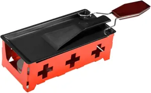 1set Portable Mini Cheese Grill Set Non-stick Bakeware with Red Stove Rack Baking Tray Small Spatula for Outdoor Camping Kitchen Use with Handle