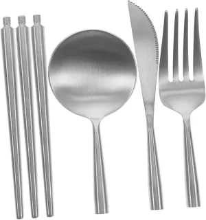 1set Stainless Steel Camping Cutlery Portable Detachable Fork Spoon Kit for Outdoor Dining Convenient Utensils for Travel Hiking and Everyday Use