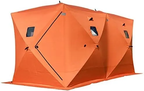2 3 4 8 Person Ice Fishing Shelter Tent 300d Oxford Fabric Portable Ice Shelter Strong Waterproof Ice Fish Shelter for Outdoor Fishing (Orange)
