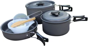 2-3 Person Compact Camping Cookware Kit Portable Folding Pot Grill Pan Complete Cooking Utensils Set for Outdoor Activities