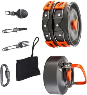 2-3 Person Portable Camping Kitchenware Set Camping Cookware Stove Pan Pot for Outdoor BBQ