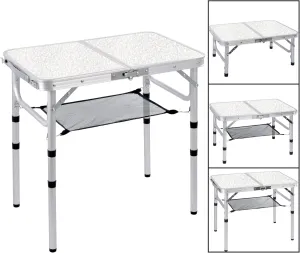 2 Foot Folding Camping Table for Small Spaces, Lightweight Foldable Table Adjustable Height with Aluminum Legs for Camping Trips, White