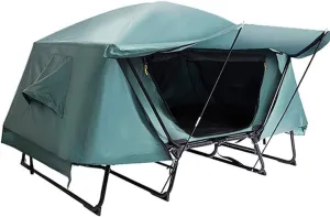 2-in-1 Outdoor Camping Tent with Cot, Windproof Waterproof Anti-Mosquito, Folding Ground Tent for Hiking, Mountaineering, Winter Fishing, and Travel