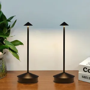 2 Pack Aluminum Cordless Table Lamp, 6000mAh Rechargeable Table Lamps, Portable Touch LED Lamp, Outdoor Waterproof Dimmable Cordless Rechargeable Table Lamps for Restaurant/Patio- Black (Black)
