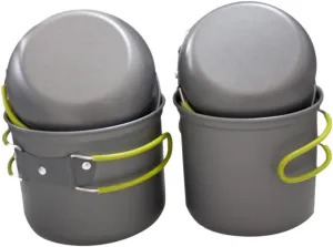 2-Person Portable Camping Pot Set Non-Stick Coated Pot Collapsible Handle Outdoor Cooking Pot for Hiking Camping and Picnic