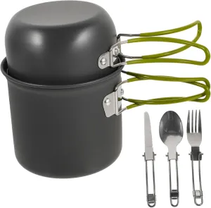 2-Piece Camping Cookware Set Portable Pot Lightweight Aluminum Cooking Pots Boil Water Kettle Outdoor Cooking Kit