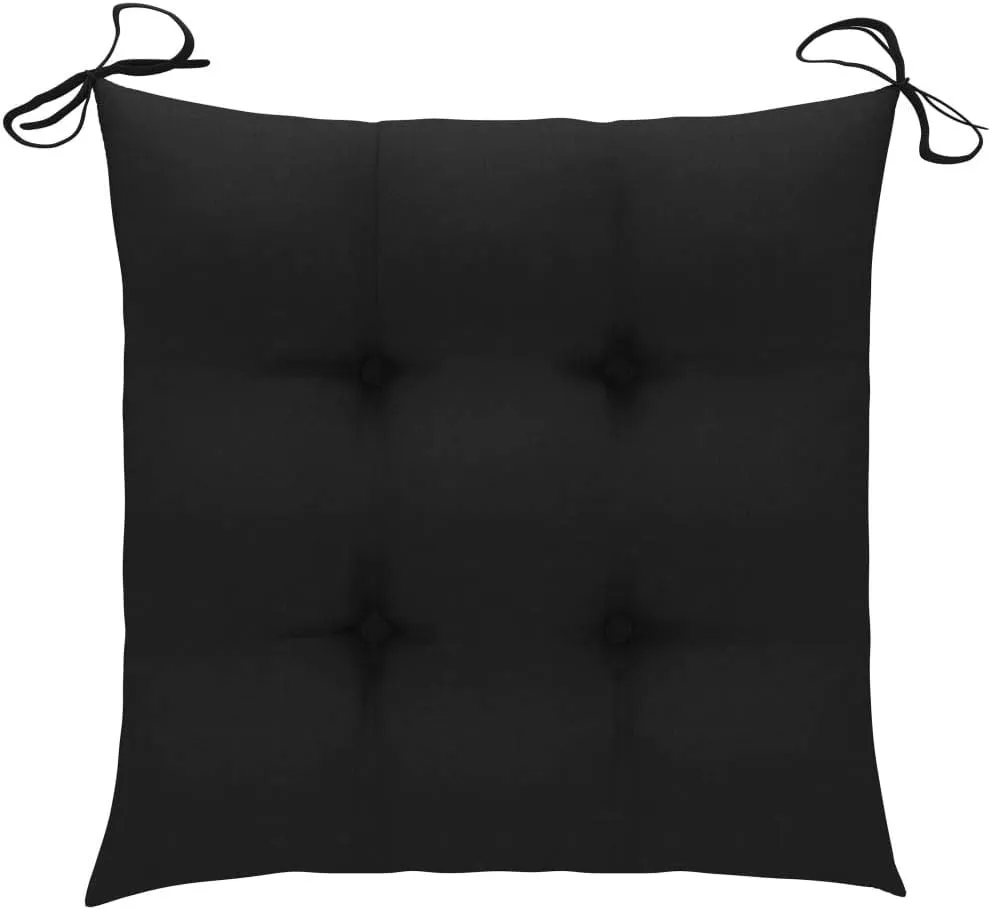 2-Piece Teak Wood Patio Chairs with Black Cushions, Foldable Outdoor Furniture for Garden Poolside Backyard, Durable Weather-Resistant Lounge Chairs