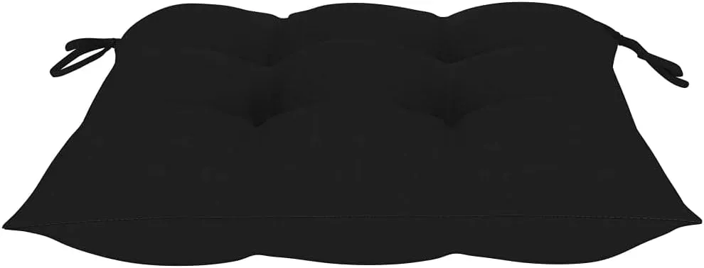 2-Piece Teak Wood Patio Chairs with Black Cushions, Foldable Outdoor Furniture for Garden Poolside Backyard, Durable Weather-Resistant Lounge Chairs