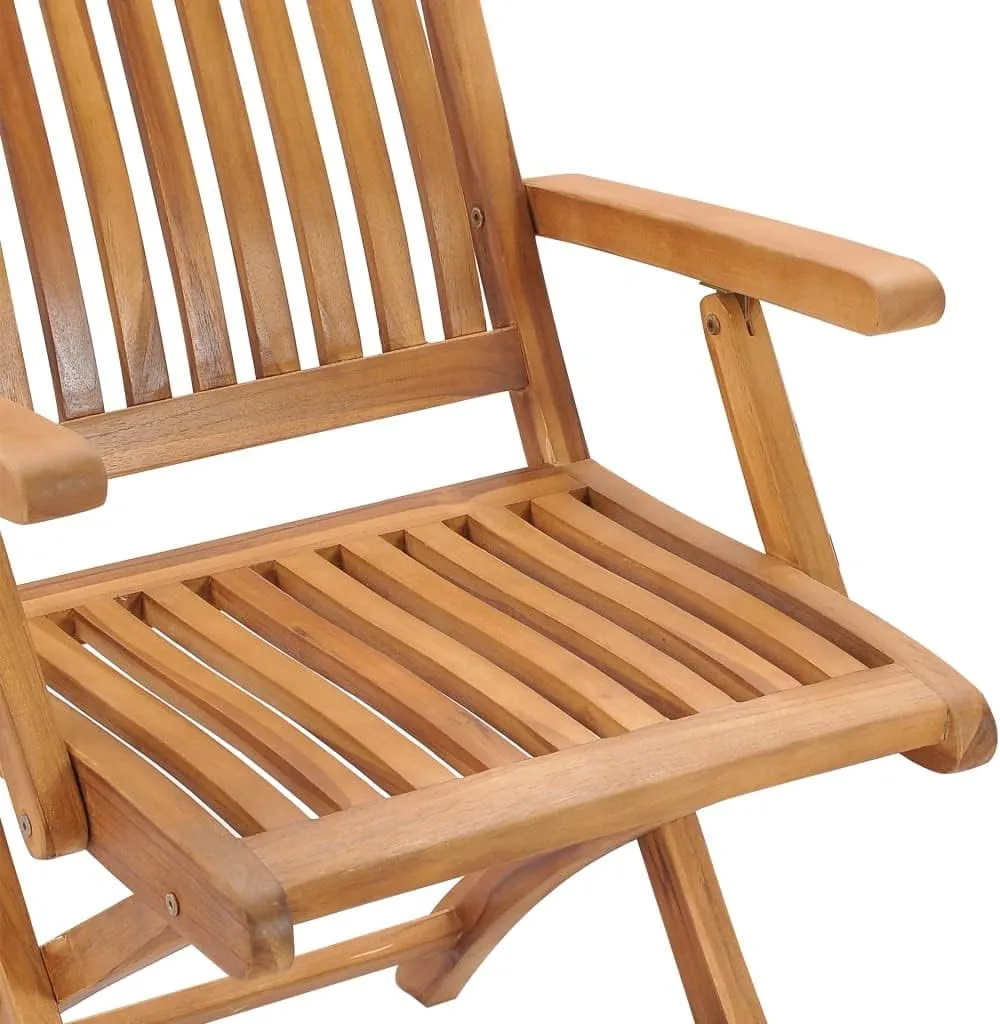 2-Piece Teak Wood Patio Chairs with Black Cushions, Foldable Outdoor Furniture for Garden Poolside Backyard, Durable Weather-Resistant Lounge Chairs
