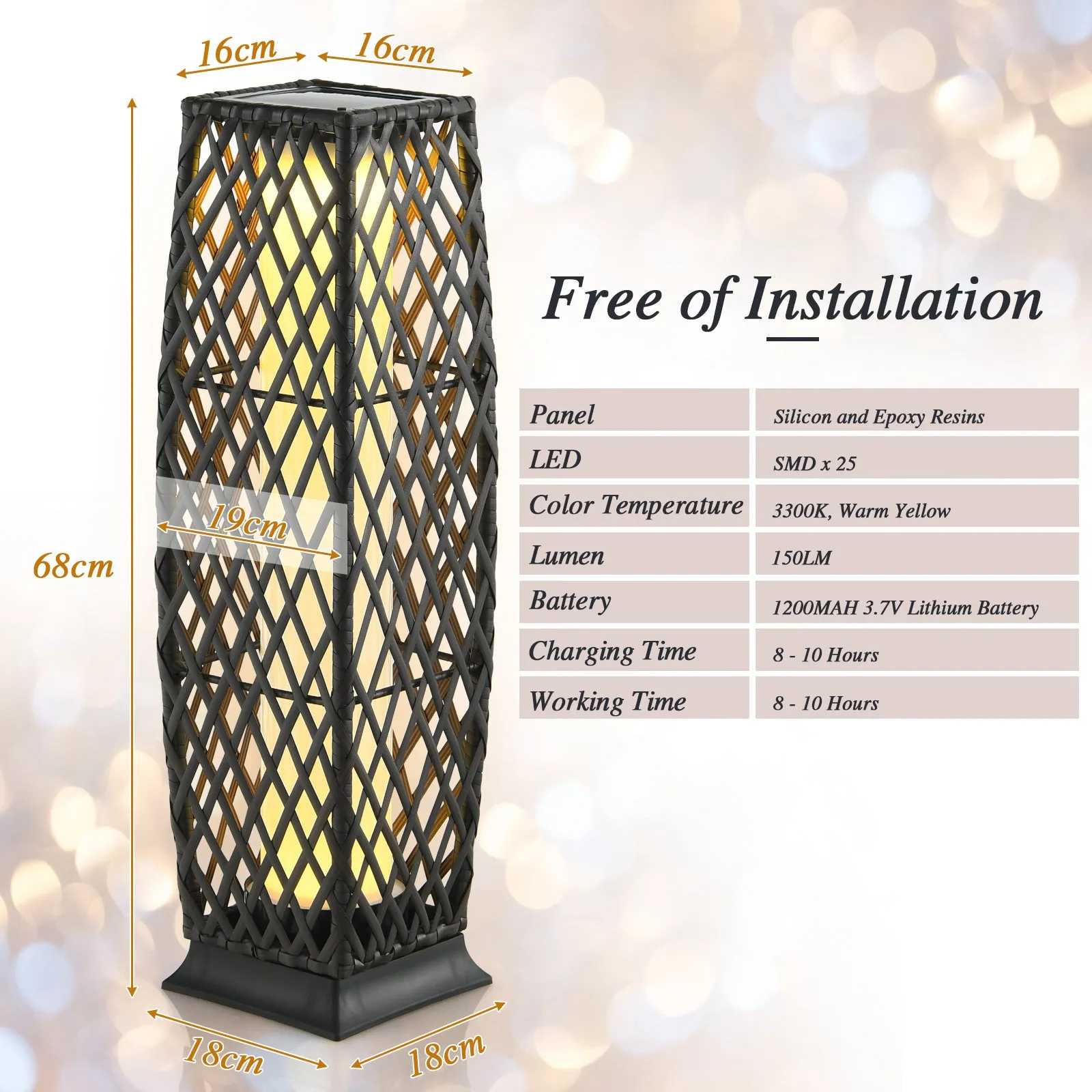 2 Pieces Outdoor Solar-Powered Floor Lamp Set