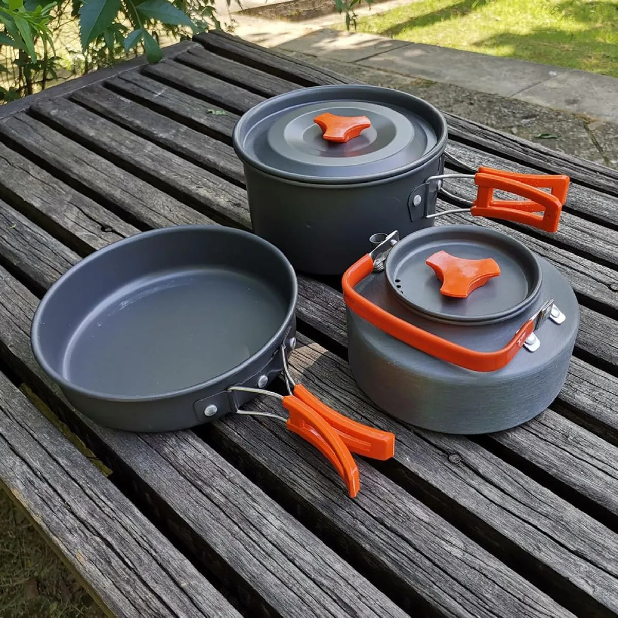 2 Sets Camping Pan Set Portable Three Piece Suit