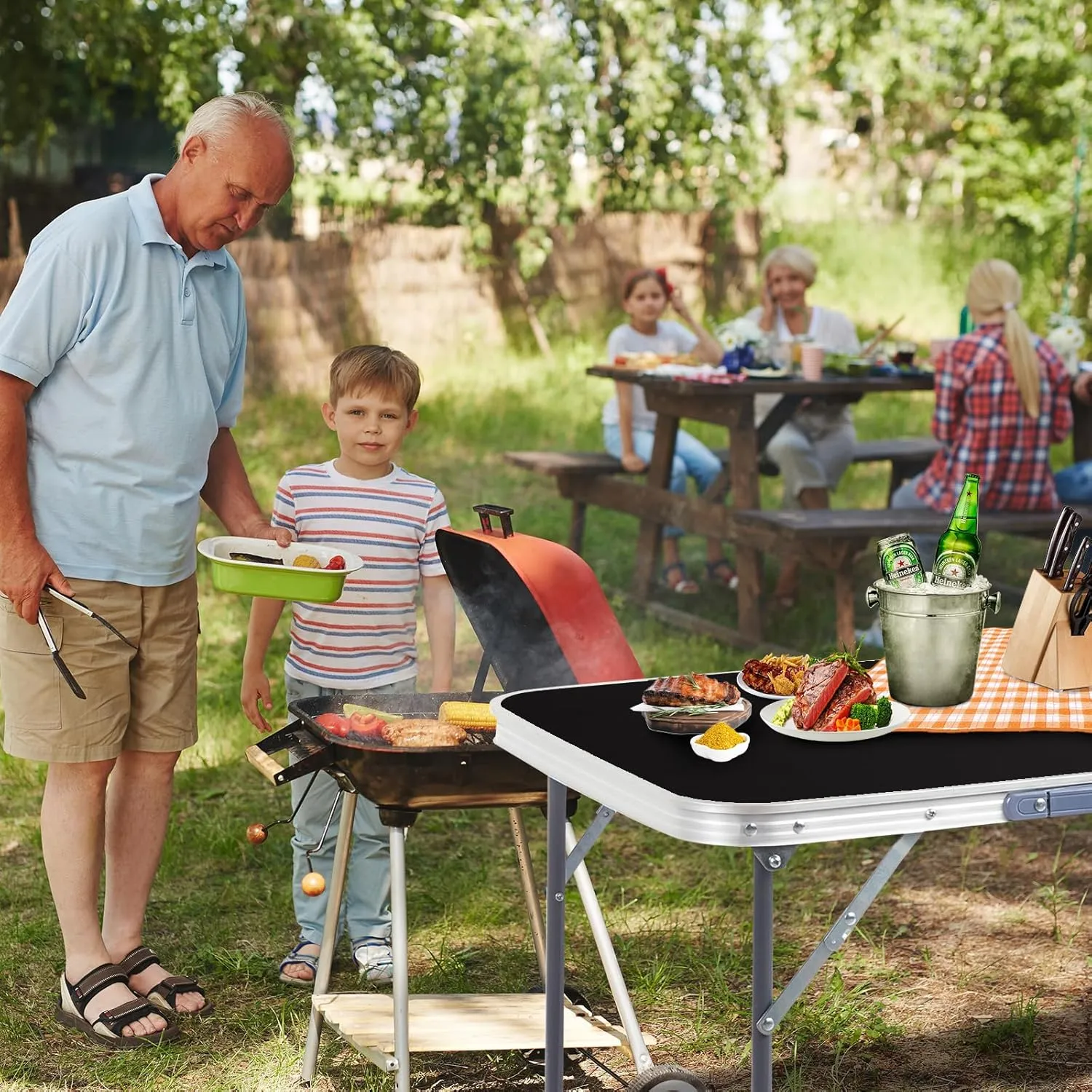 2.0 Ft Folding Portable Camping Table, RV Dining Tables for Inside, Outdoor Camping for 2 People, Tailgate, BBQ, Dining, Picnic, Beach, Garden, Party, Black